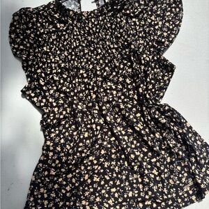 Anne Klein Black and Tan Floral Blouse